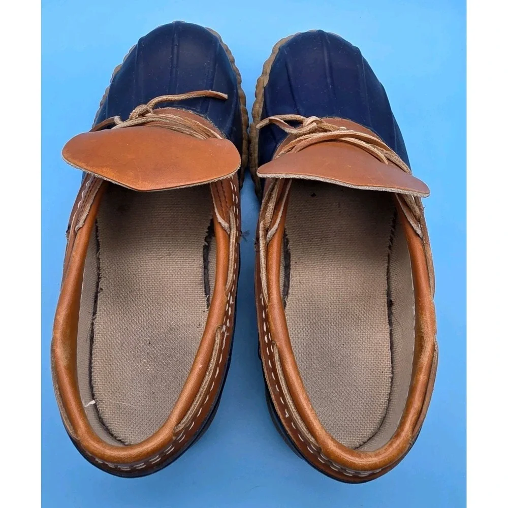 LL BEAN Womens Size 7 M Blue Bean Boots Low Duck Boot Hunting Shoes Rain